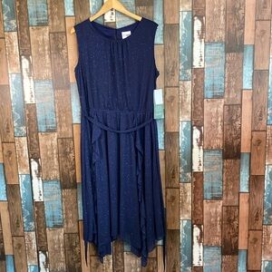 J. Taylor 18 blue sparky belt tie layered dress